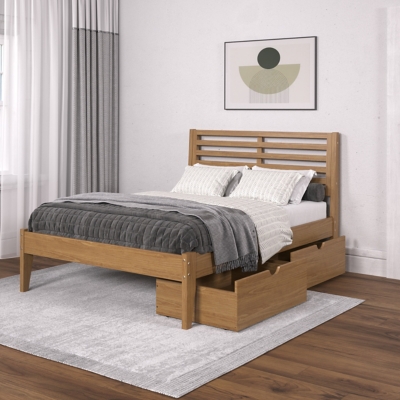 Donco Kids Roan Full Platform Bed with Dual Underbed Drawers, Urban Oak