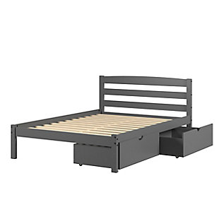Donco Kids Econo Full Bed with Dual Underbed Drawers, Dark Gray, large