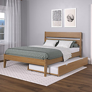 Donco Kids Low Board Queen Platform Bed with Twin Trundle Bed, , rollover