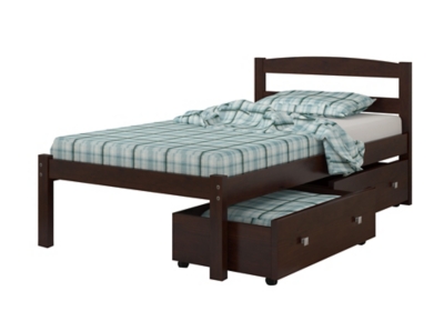 Donco Kids Econo Scandinavian Twin Bed with Dual Underbed Drawers, Cappuccino, large