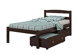 Donco Kids Econo Scandinavian Twin Bed with Dual Underbed Drawers, Cappuccino, large