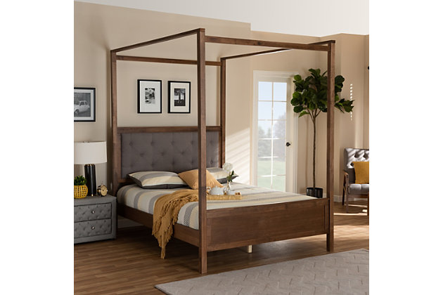 Wood Queen Platform Canopy Bed, Queen Canopy Bed Frame Ashley Furniture