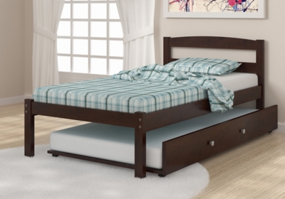 Donco Kids Econo Scandinavian Twin Bed with Twin Trundle, Cappuccino, rollover