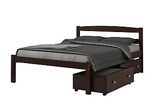 Donco Kids Econo Full Bed with Dual Underbed Drawers, Cappuccino, large