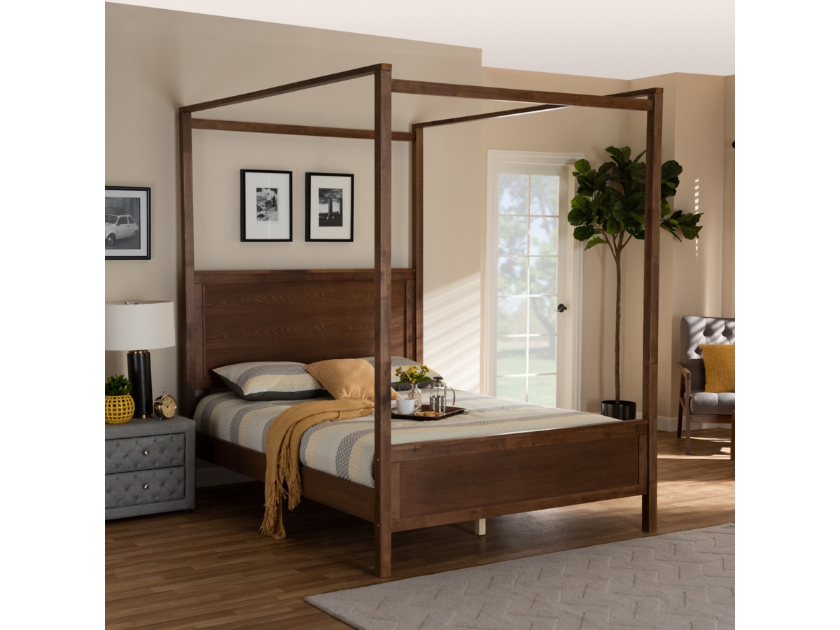 Veronica Wood Queen Platform Canopy Bed Ashley