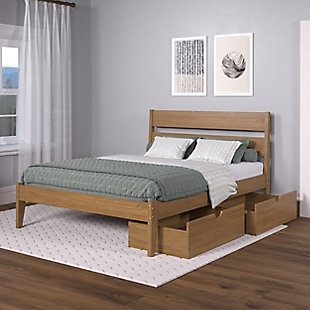 Donco Kids Low Board Queen Platform Bed with Dual Underbed Drawers, , rollover