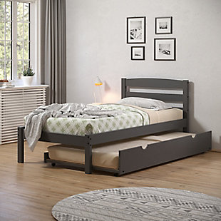 Donco Kids Econo Scandinavian Twin Bed with Twin Trundle, Dark Gray, rollover