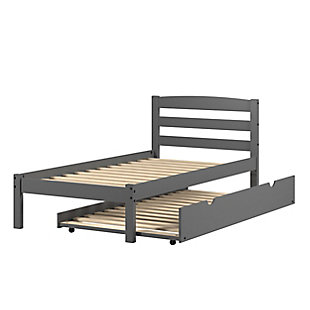 Donco Kids Econo Scandinavian Twin Bed with Twin Trundle, Dark Gray, large
