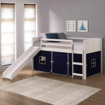 B6001428CN Donco Kids Louver Twin Loft Bed with Slide and Ten sku B6001428CN