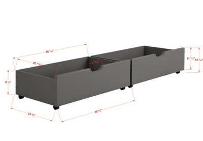 Dual under-bed drawer system on casters with pull handles