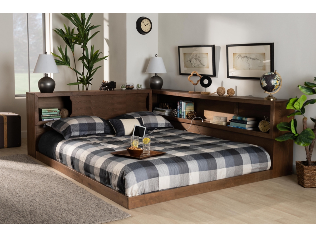 Erie Wood Queen Platform Storage Bed with Built In Outlet