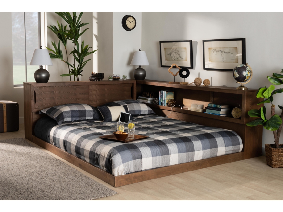 Erie Wood Queen Platform Storage Bed with Built In Outlet Ashley