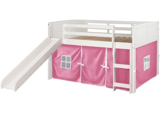 Donco Kids Louver Loft Bed with Slide and Tent