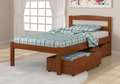 Donco Kids Econo Scandinavian Twin Bed with Dual Underbed Drawers, Espresso