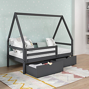 Donco Kids House Bed with Dual Underbed Drawers, , rollover