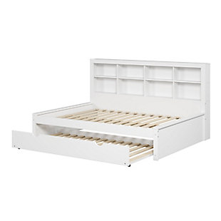 Donco Kids Bookcase Full Daybed with Twin Trundle, White, large