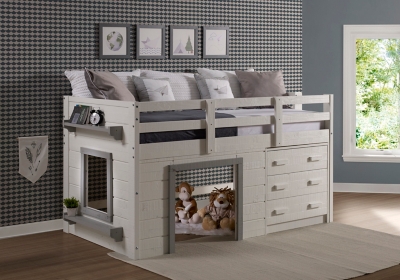 Donco Kids Sweet Dreams Twin Loft with 3 Drawer Chest, , rollover
