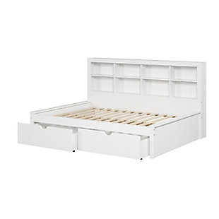 Donco Kids Bookcase Full Daybed with Dual Underbed Drawers, White, large