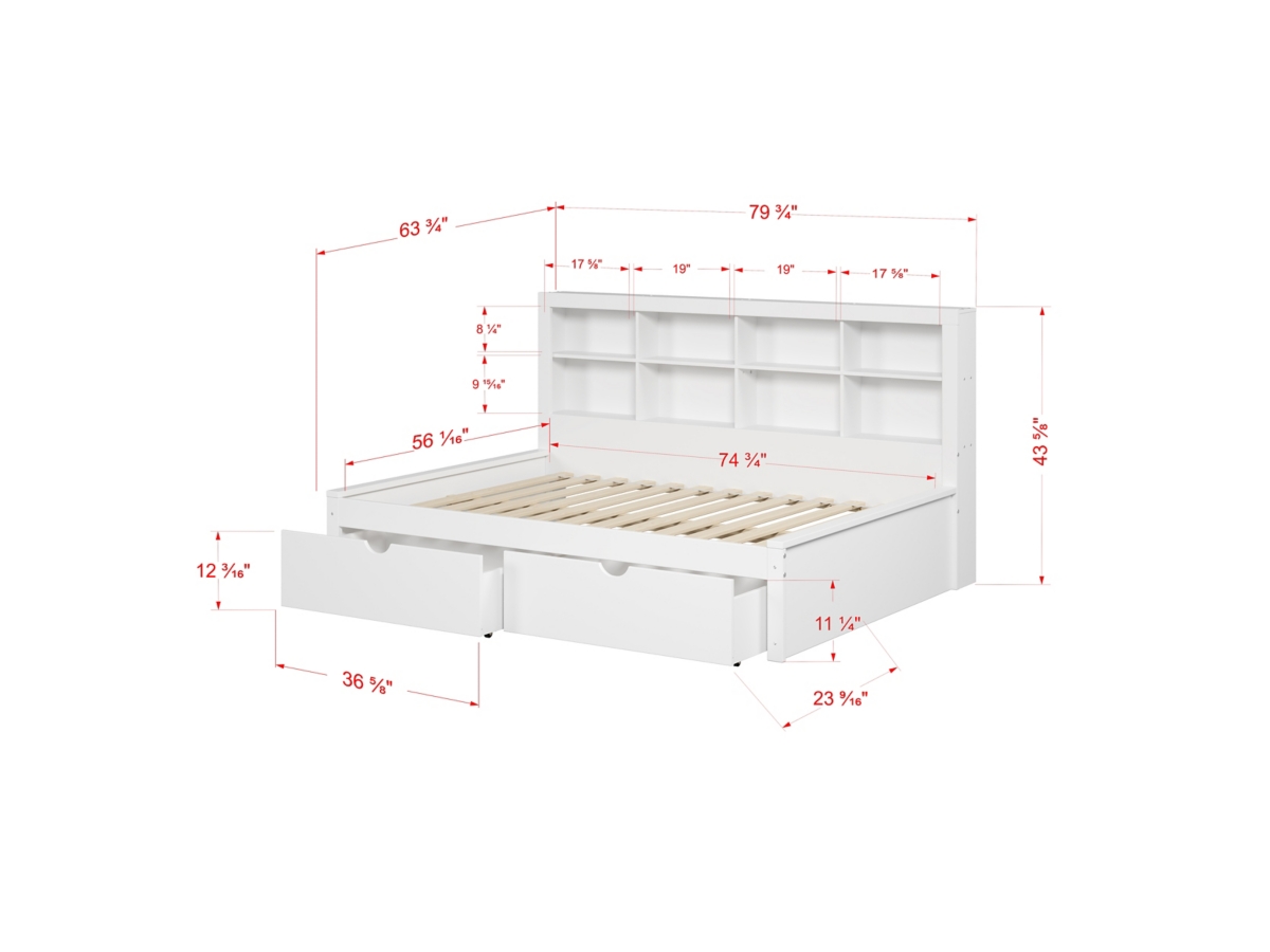 【状態良好】A BOOK OF BEDS Bedroom Basics Bunk Bed w/Straight Ladder w/Trundle, Full