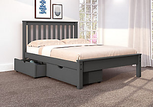 Donco Kids Contempo Mission Full Bed with Underbed Drawers, Dark Gray, rollover