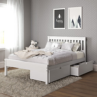 Donco Kids Contempo Mission Full Bed with Underbed Drawers, White, rollover
