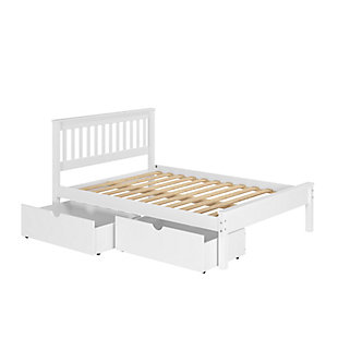 Donco Kids Contempo Mission Full Bed with Underbed Drawers, White, large
