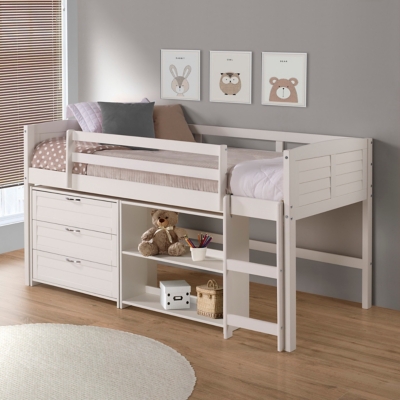 B6001452CN Donco Kids Louver Twin Modular Loft Bed, White sku B6001452CN