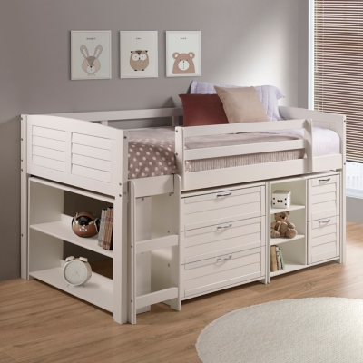 B6001453CN Donco Kids Louver Twin Modular Loft Bed, White sku B6001453CN