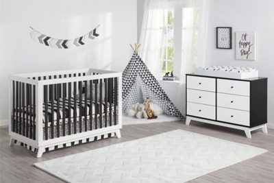 Little Seeds Rowan Valley Flint 6 Drawer Changing Table, Black/White