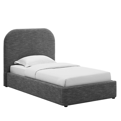 Keynote Upholstered Fabric Curved Platform Bed, Slate, grid