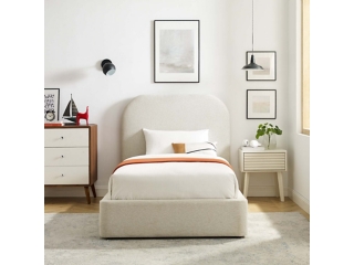 Keynote Upholstered Fabric Curved Platform Bed