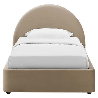 Resort Performance Velvet Arched Round Twin Platform Bed - Thumbnail 5