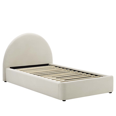 Resort Performance Velvet Arched Round Twin Platform Bed - Thumbnail 3