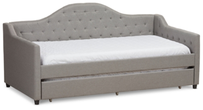 Tufted Daybed with Trundle, Light Gray, large