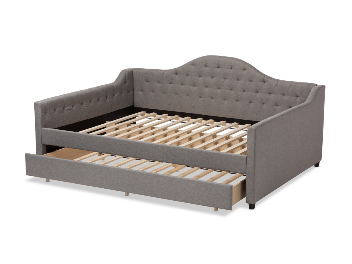 Curved Upholstered Queen Daybed with Trundle Ashley
