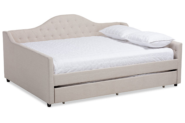 Curved Upholstered Queen Daybed With, King Bed With Queen Trundle