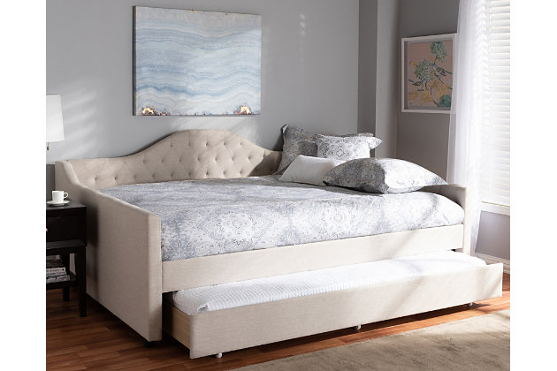 Curved Upholstered Queen Daybed With, King Bed With Queen Trundle