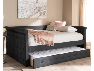 Curved Upholstered Queen Daybed with Trundle Ashley