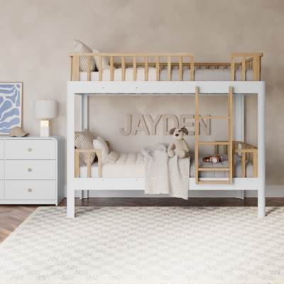 Storkcraft Next Santos Twin-over-Twin Bunk Bed, White/Natural, rollover