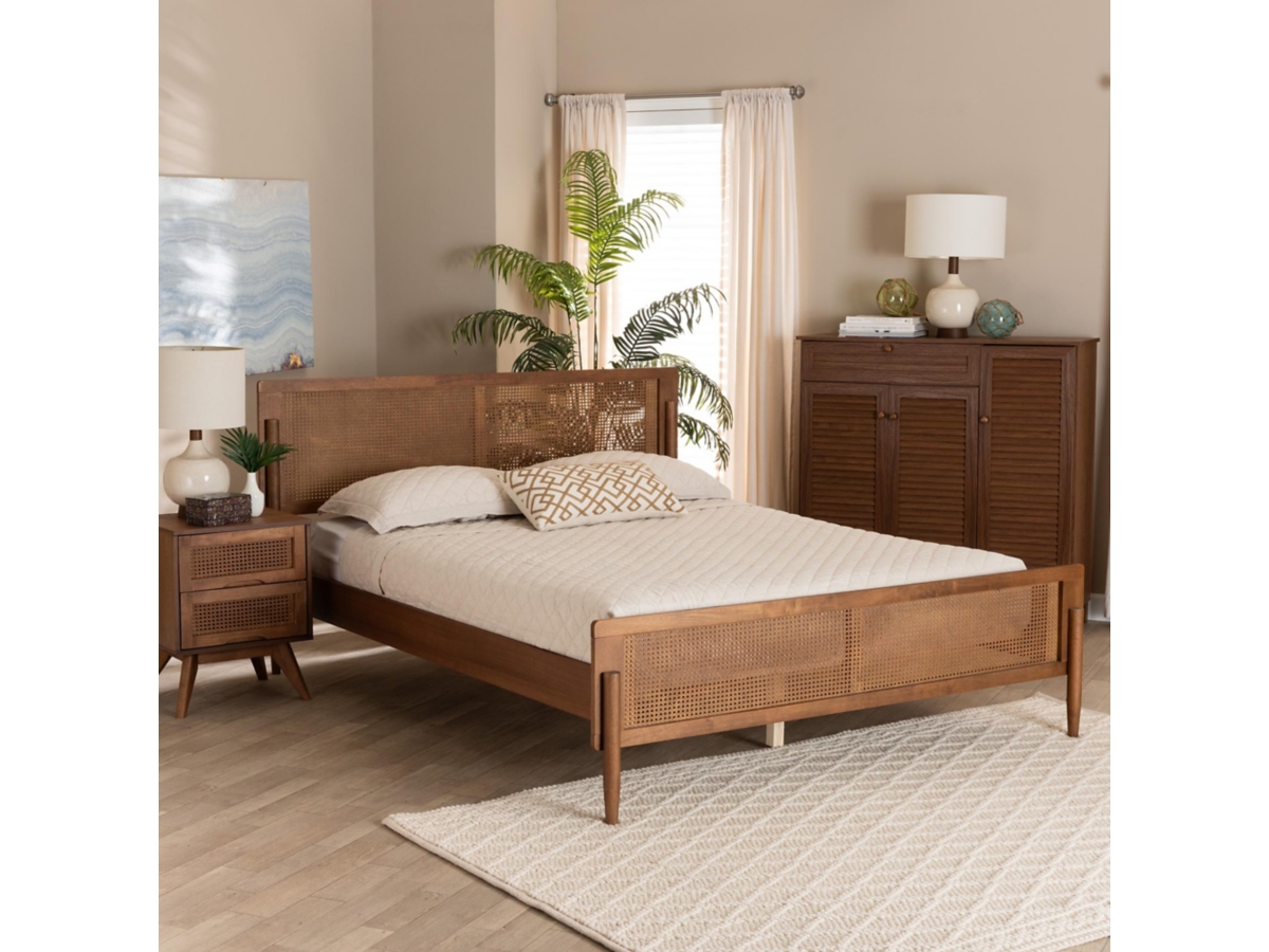 Baxton Studio Rina Ash Walnut Queen Bed Frame 159-9814-HD - The Home Depot