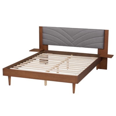 Baxton Studio Hemera Queen Panel Platform Bed, Gray/Walnut Brown, large