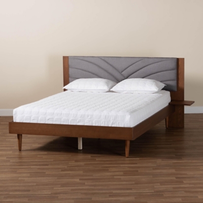 Baxton Studio Hemera Queen Panel Platform Bed, Gray/Walnut Brown, large