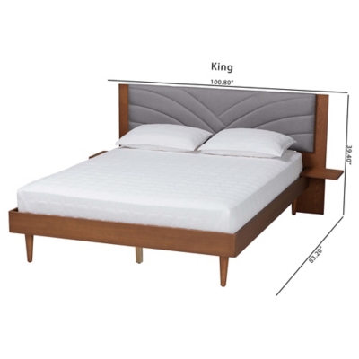 Baxton Studio Hemera Panel Platform Bed, Gray/Walnut Brown, large
