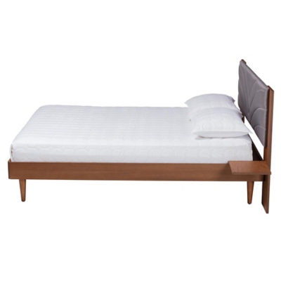 Baxton Studio Hemera Panel Platform Bed, Gray/Walnut Brown, large