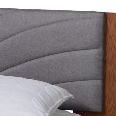 Baxton Studio Hemera Panel Platform Bed, Gray/Walnut Brown, large