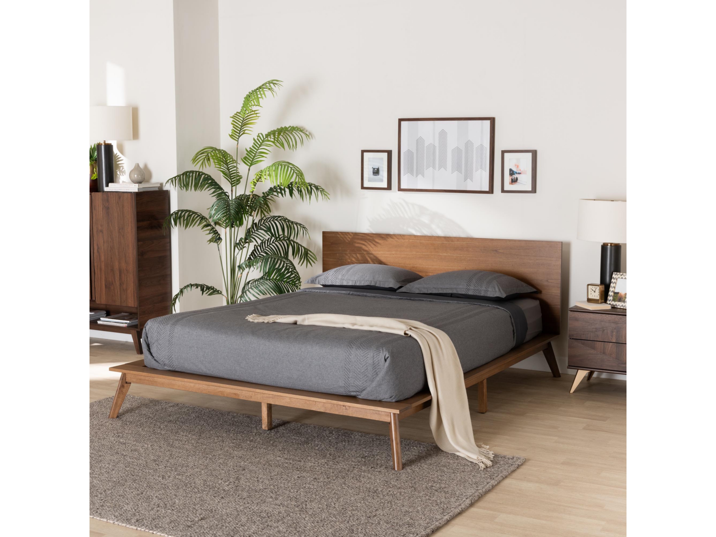 Baxton Studio Wheatley Queen Panel Platform Bed | Ashley