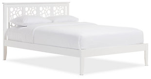 Celine Wood Queen Size Platform Bed, White, large