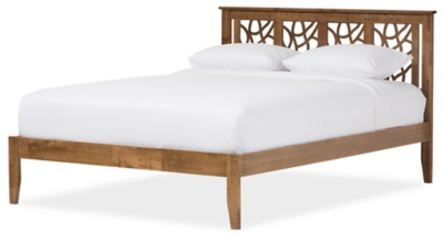 Tree Branch Design Wood King Size Platform Bed, Walnut, large