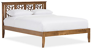 Tree Branch Design Queen Wood Platform Bed, Walnut, large