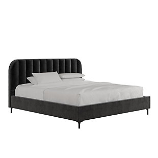 Atwater Living  Carly King Upholstered Bed, Black, large